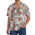 thumbnail image 2 of Disketp Men's Hawaiian Roses Mixed Zebra Print Shirts Button Down Holiday Beach Shirts-Small, 2 of 5
