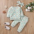 thumbnail image 2 of TOWED22 Toddler Infant Girls Fall Winter Clothing Outfits Cute Print 2 Piece Long Sleeve Graphic Tee and Elastic Waist Pants Clothes(Light Green,0-6 M), 2 of 5