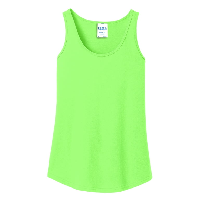 Ladies Core Cotton Tank Top Neon Green 2X Large