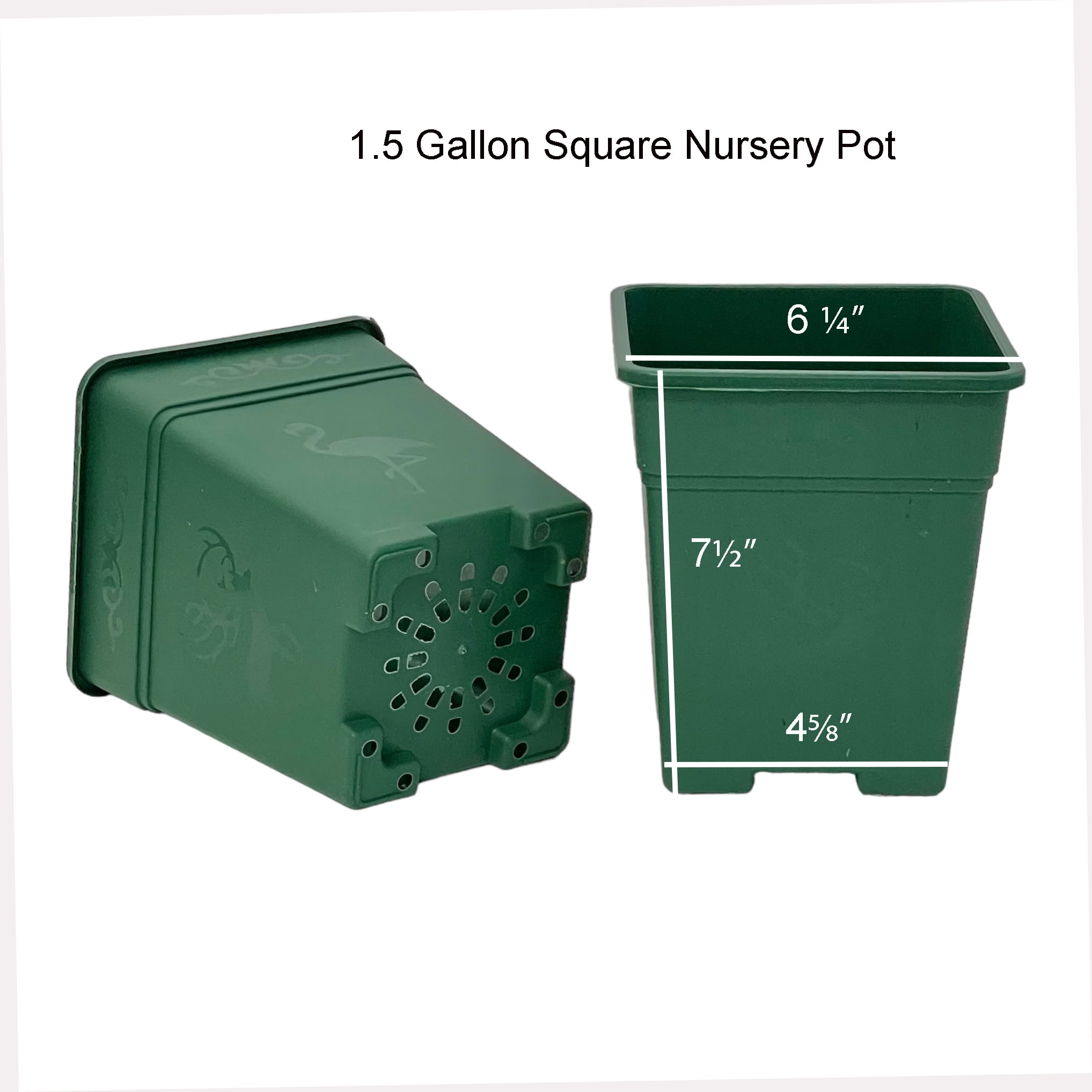 Cotta Planters 1.5 Gallon Square Nursery Pots 10-Pack Green 6.25 inch Plastic Planters Greenhouse supplies