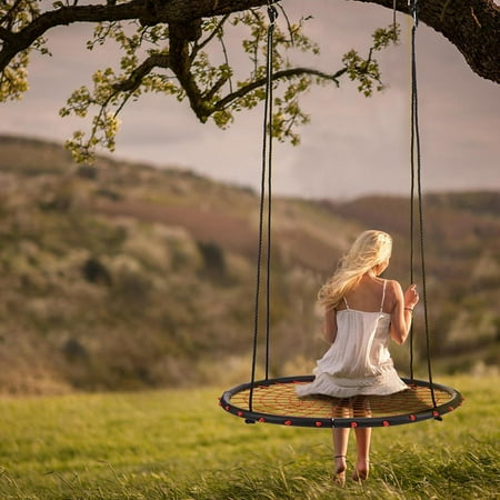 40 Large Size Swing Kit Outdoor Kids Round Rope Tire Tree Web Net Swing Nest Hanging Net Hfon