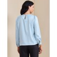 thumbnail image 4 of DARING DIVA Women's Elegant Blouse Pearl Decor Ruched Crew Neck Shirt Top XL Blue, 4 of 6