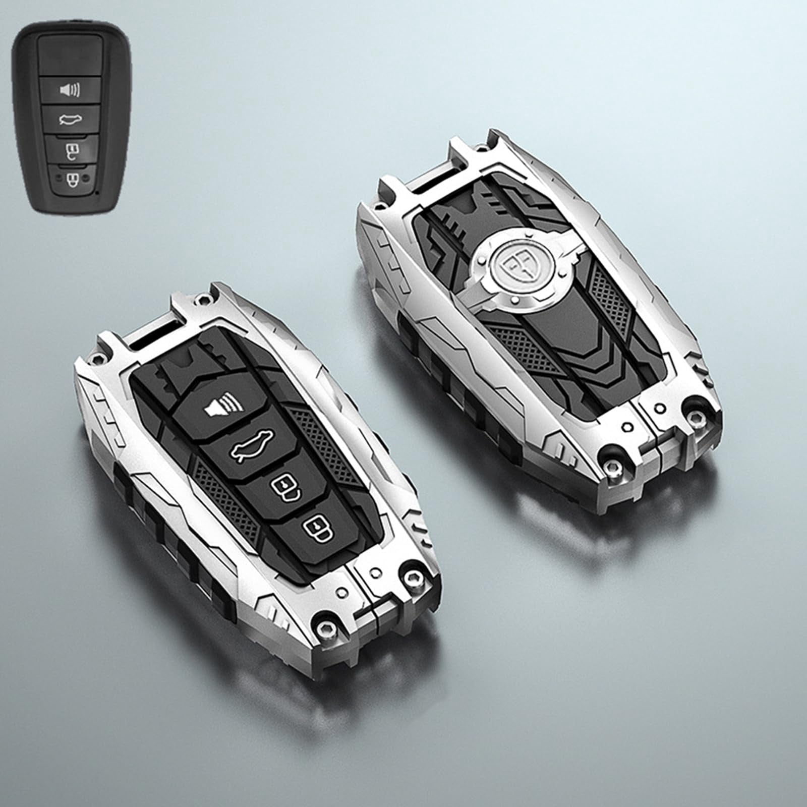 Key Cover Case, Zinc Alloy Metal Smart Remote Key Fob Case Protector Holder Shell Compatible with Toyota Highlander Prius Corolla Camry RAV4 Avalon C-HR GT86 2018-2024