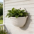 thumbnail image 4 of Wall Mounted Planter | Hanging Flower Pot for Outdoor Garden & Indoor Decor | Faux Rattan Style Plastic Planter with Drainage Holes | Semi-Circular Wall Basket for Herbs, Succulents & Hydroponics, 4 of 6