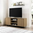 thumbnail image 5 of 60" Modern Wood TV Cabinet with Paneled Doors - Oak / Black, 5 of 5