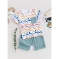 thumbnail image 2 of Bagilaanoe 2pcs Toddler Baby Boy Shorts Set Short Sleeve Print T Shirt Tops + Shorts 6M 12M 18M 24M 3T Kids Casual Summer Clothes, 2 of 8