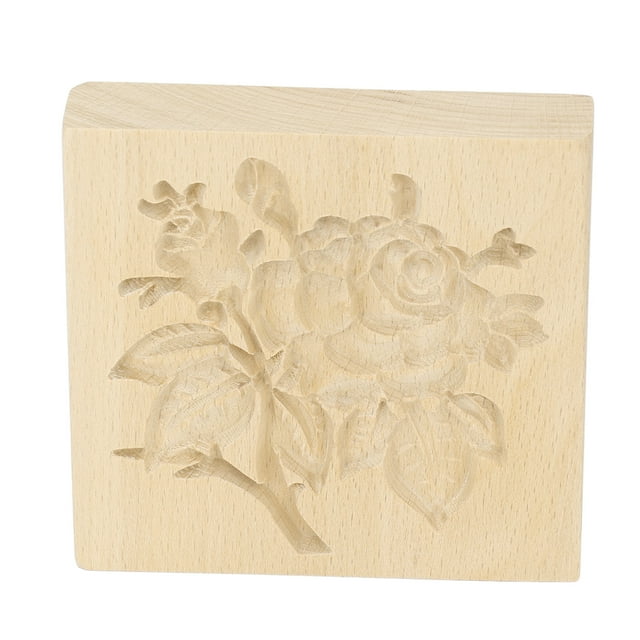 Biscuit , Wooden Rounded Edge Easy To Clean Carved Reusable For Baking For Bread And Flower,Rose And Leaves,Rose Flower,Love Heart And Rose,Fruit Tree