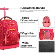 J World Girls Lollipop 16 Kids Rolling Backpack with Insulated Lunch Bag for School and Travel, Fox