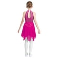 thumbnail image 5 of iixpin Kids Girls Shiny Rhinestone Halter Figure Ice Skating Dress Lyrical Modern Ballet Leotard Dance Dress Hot Pink 16, 5 of 6