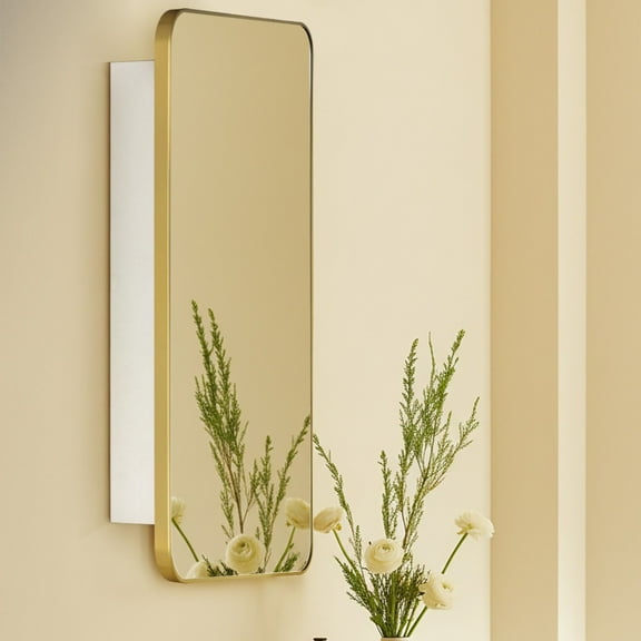 TEHOME Garnes Recessed or Surface Mount Framed Medicine Cabinet with Adjustable Shelves 20'' x 40'' - Brushed Gold