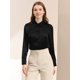 thumbnail image 3 of INSPIRE CHIC Camisa Casual De Negocios De Oficina De Satén De Manga Larga Con Botones Y Cuello En Punta Para Mujer Negro XL, 3 of 6