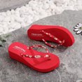 thumbnail image 4 of asdoklhq Women's Slippers,Women Summer Daisy Shoelace Flip Flops High Heel Platform Shoes Beach Shoes, 4 of 9