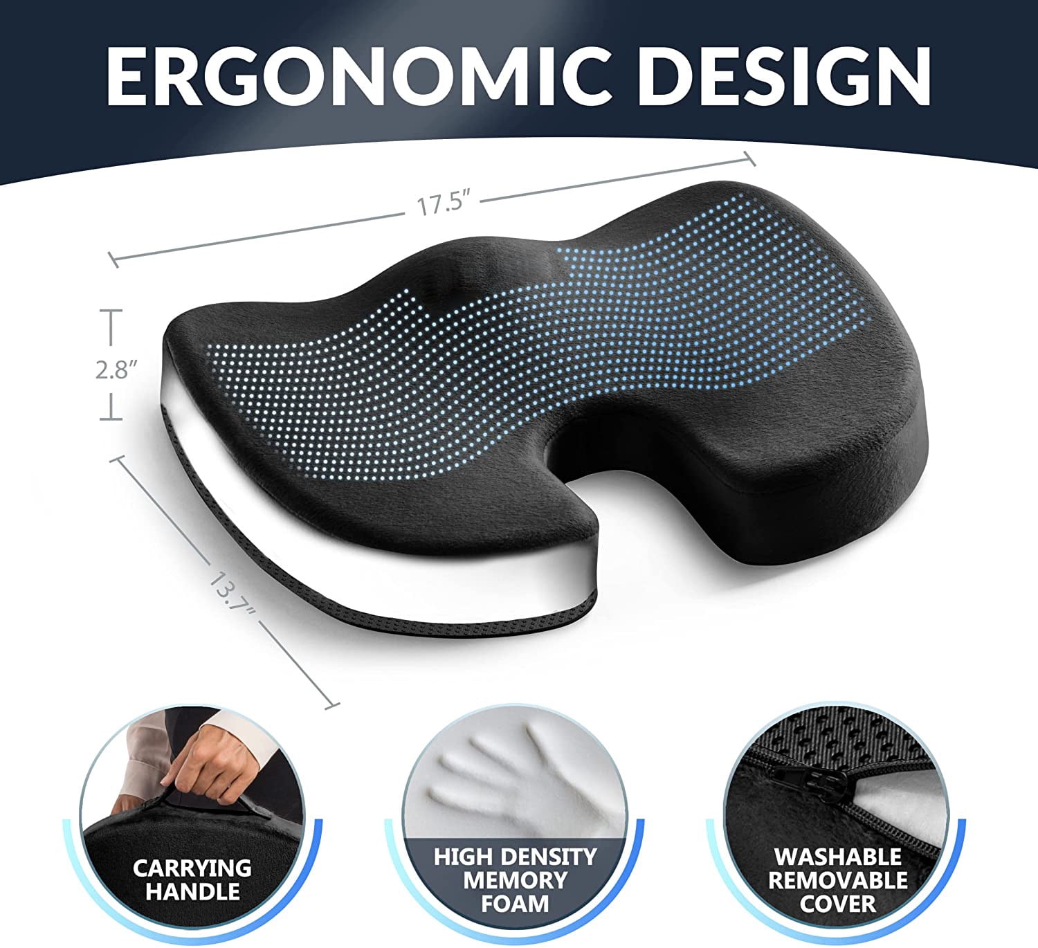 Node Gel-enhanced Memory Foam Seat Cushion, Velour Ergonomic Orthopedic  Comfort Pad, Ideal Pillow For Office Desk Chair, Wheelchair, Car & Truck :  Target