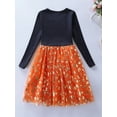 thumbnail image 3 of FEORJGP Little Girls Halloween Dress Toddler Long Sleeve A-line Princess Dress 3T 4T 5T 6T 7T 8T Tween Baby Pumpkin Print Casual Dress Kids Crewneck Tulle Patchwork Dress for Fall Party, 3 of 9