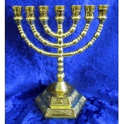 12 Tribes of Israel Jerusalem Temple Menorah choose from 3 Sizes Gold or Silver (Gold, 5" Inches)