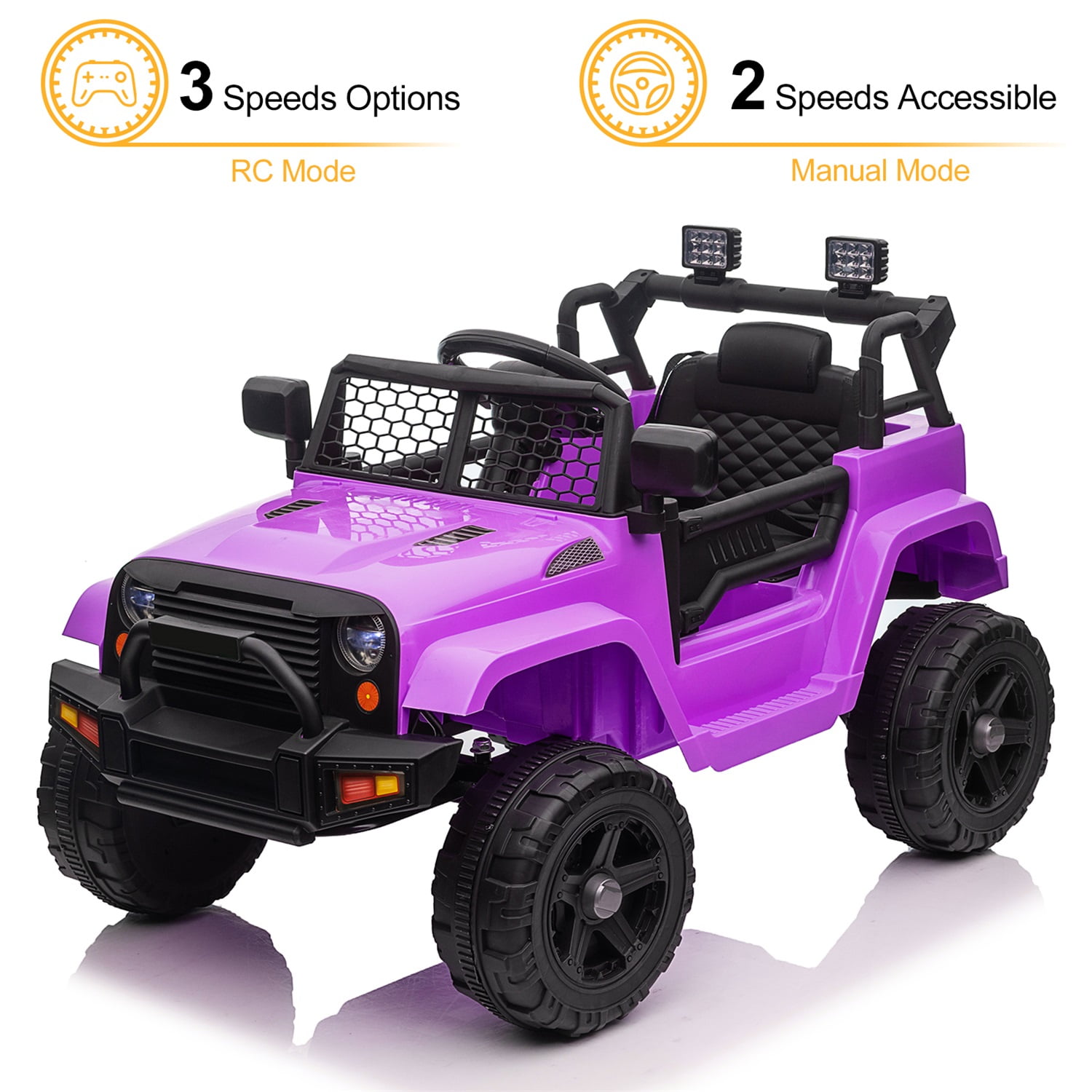 CIPACHO 12V Kids Ride On Car Truck, Battery Powered Vehicle with Remote Control, LED Lights, MP3 Music, Toy Gift for Children, Purple