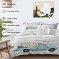 thumbnail image 5 of Teal Truck with Daisy Full Size Comforter Set, Spring Flower Plant Wood Grain Bedding for All Seasons, 4 Pcs Bed Set, 1Quiltcover (86"x86") ,1Sheet(80"x116"), 2Pillowcases (30"x20"), 5 of 9