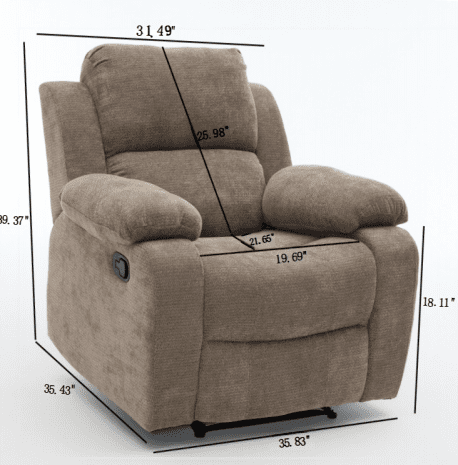 Leumius Recliner Chairs for Living Room, Manual Reclining Chair Single Sofa, Ergonomic Lounge Chair with Rocking Function,Khaki