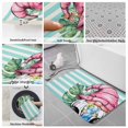 thumbnail image 6 of Pink Gnomes Summer Bath Mat 3 Piece Bathroom Rug Set, Tropical Leaves Aqua Stripes Non Slip Bath Rug Contour Mat and Toilet Lid Cover, Absorbent Shower Mats Soft Bath Rugs and Mats Sets, 6 of 8