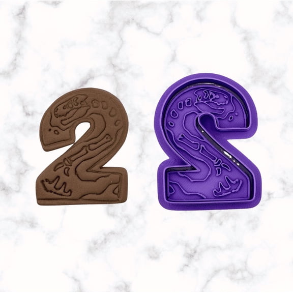 Dinosaur Number 2 Cookie Cutter and Stamp