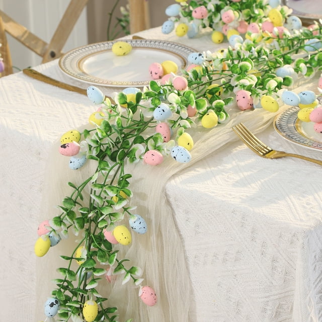 Décorations d'Œufs de Pâques Plantes Vertes en Rotin Décorations Murales
