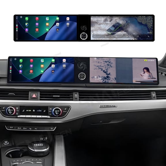 SNATEEN Dual 12.3 inch Carplay Screen/Radio/Multimedia Player for Audi A4 A4L 2016-2020 Models Universal Car Navigation/GPS Upgrade Headunit Android Display 1080P Touch Screen Replace System