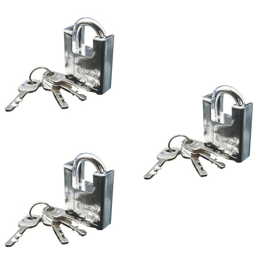 Set of 3 Steel Padlock Caution Keep Keys Properly 30m