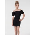 thumbnail image 2 of 2Bunnies Girls' 8-14Y Tween Teen Bodycon Ruched Party Dance Mini Dress On and Off Shoulder, 2 of 5