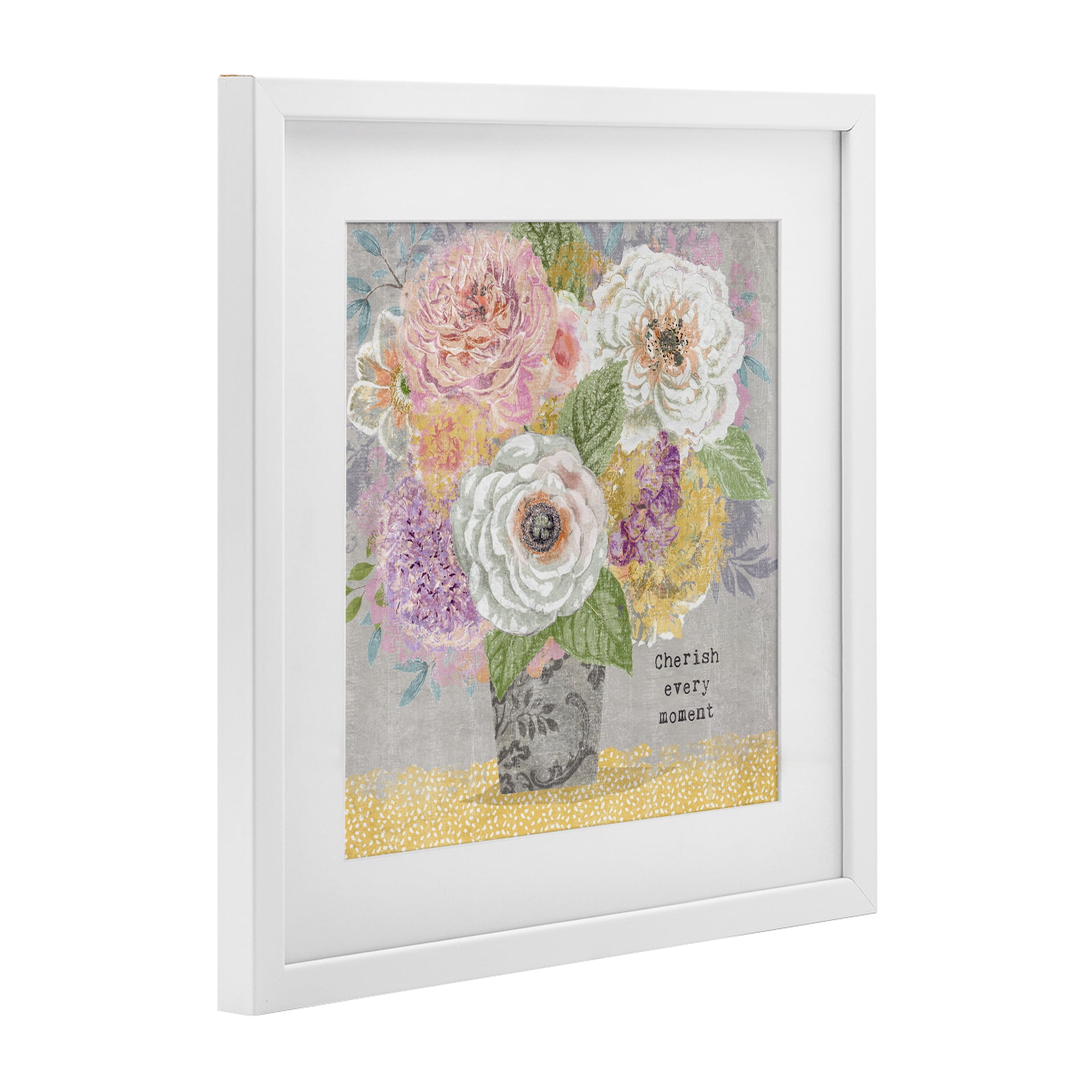 Stupell Industries Cherish Every Moment Inspiration White Framed Print Under Glass, design by Suzanne Nicoll
