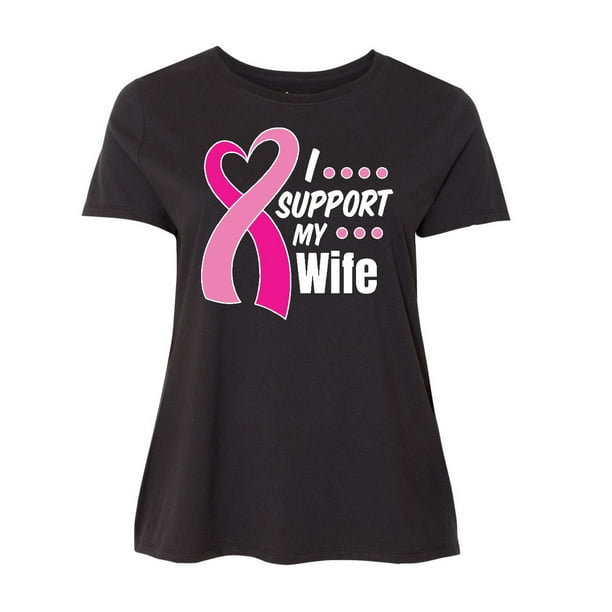 Inktastic Breast Cancer Awareness I Support My Wife With Pink Ribbon Womens Plus Size T Shirt 