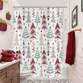 thumbnail image 3 of Merry Christmas Shower Curtain, Christmas Tree with Red Stars Snow Snowflake New Year Winter Bathroom Curtain Home Xmas Decor Waterproof Fabric Machine Washable with 12 Hooks, 3 of 6