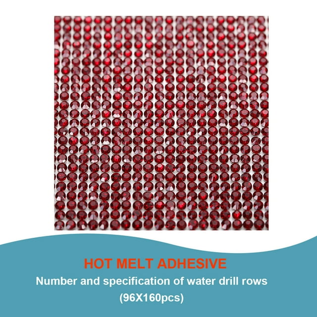 Langgg Crystal Rhinestone Ribbon Clothing Accessories Sticker Convenient Using Present Decoration Sheet with Shine Appearance Exquisite dark red 6 hot melt glue