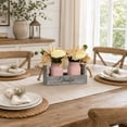 thumbnail image 3 of Mason Jar Centerpiece for Table, Island Centerpiece Decor with 2 Pink Mason Jars,Rose Bouquet Flowers for Home,Coffee Table,Dining Room, New Home Housewarming Gift, 3 of 8