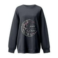 thumbnail image 4 of Pompotops Women Print Loose O-Neck Long-Sleeved Fleece Oversized Sweatshirt Pullover, 4 of 7
