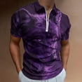thumbnail image 2 of Purple Wolf Men Zipper T-shirt Summer Casual Short Sleeve T-shirt Top, 2 of 7