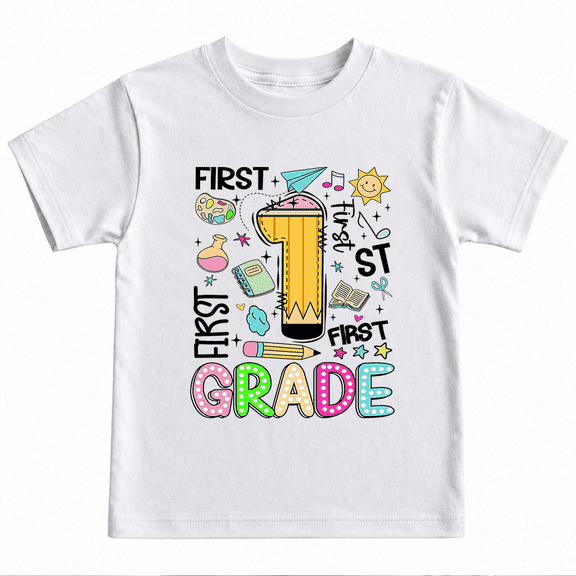 Godmerch First Grade Cute Pencil Back to School Shirt for Kids Youth Graphic T Shirt First Day School Tee