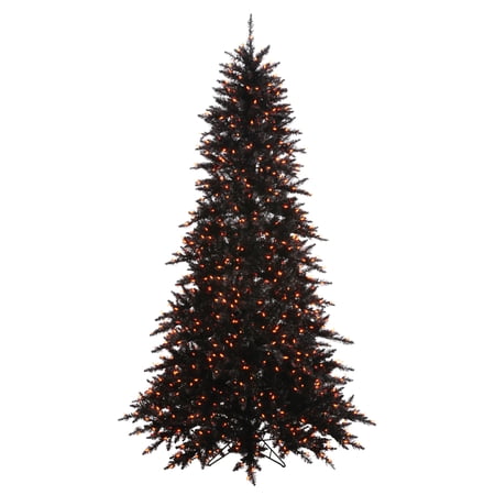 Vickerman 6.5 Black Fir Artificial Christmas Tree Orange Dura-lit LED Lights