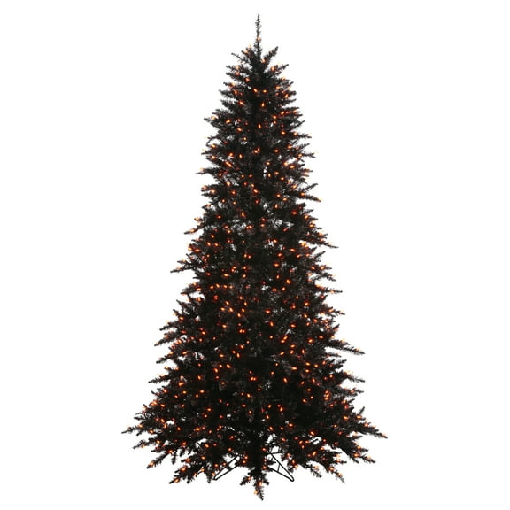 Vickerman 3' Black Fir Artificial Christmas Tree, Orange Dura-lit LED Lights