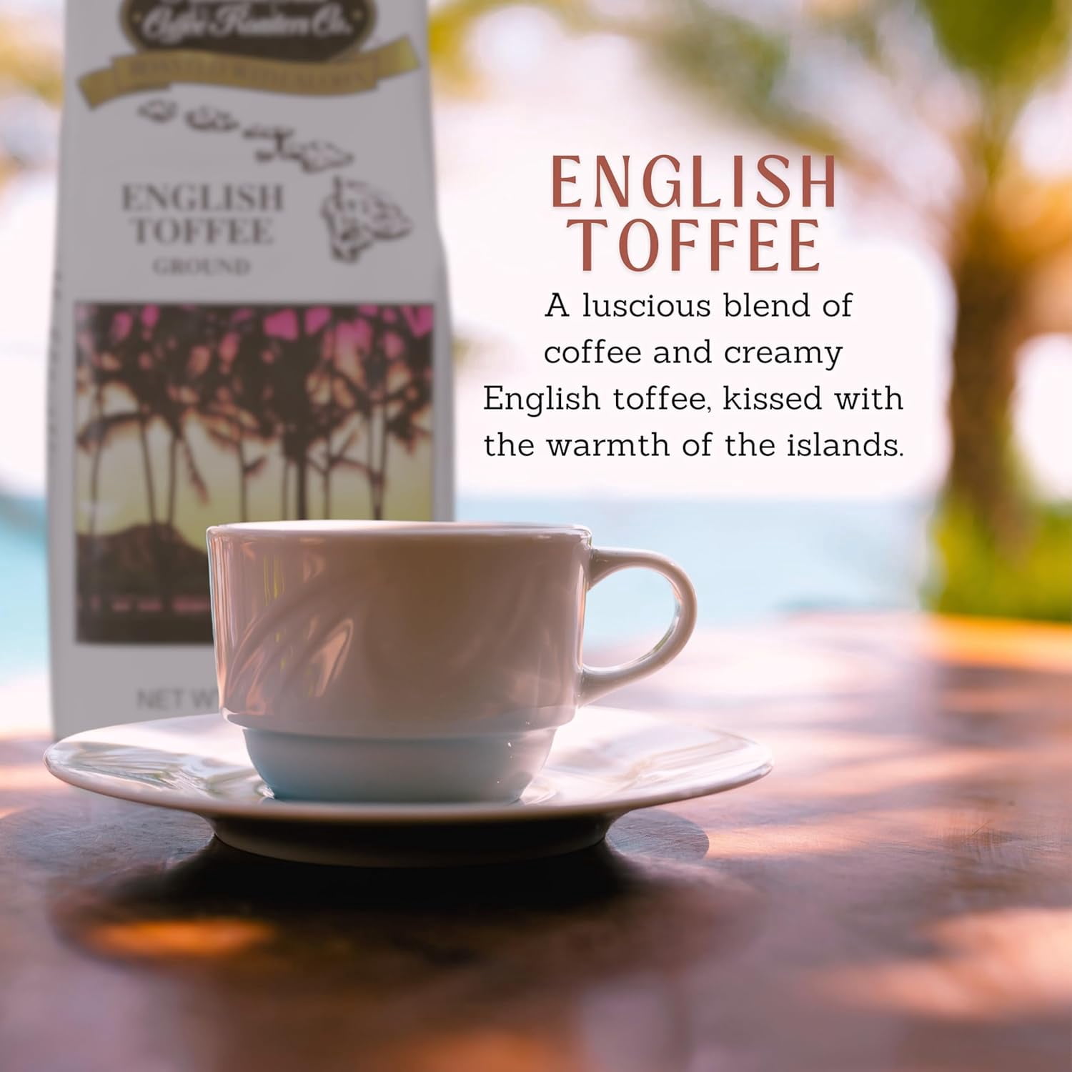 Hawaiian Isles Coffee Light Roast Ground Coffee, Toffee Ground Flavored, 8 oz