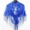 thumbnail image 4 of AWZXDE Women's Sequin Fringe Mesh Sparkly Tassel Sheer Cover-Up Shawl for Evening Party, Lightweight Glittery Net Bridesmaid Wrap Top Blue,One Size, 4 of 4