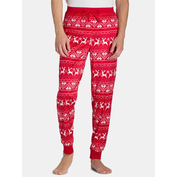 Holiday Time Men's Christmas Fleece Jogger Sleep Pants, Winter Print Knit Pajama Bottoms, Sizes S-3XL