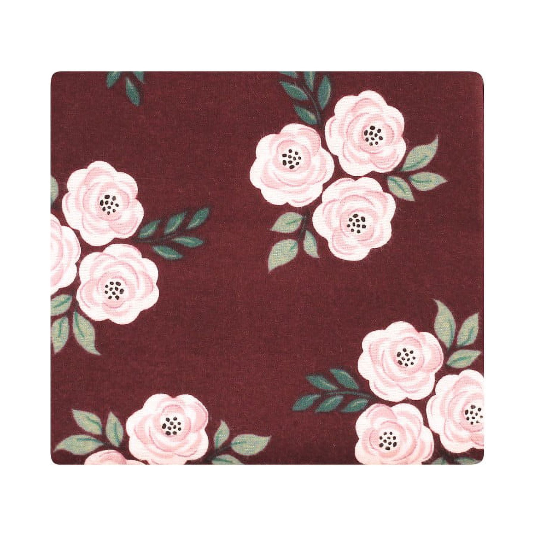 Hudson Baby Infant Girl Cotton Flannel Receiving Blankets Bundle, Burgundy Floral, One Size