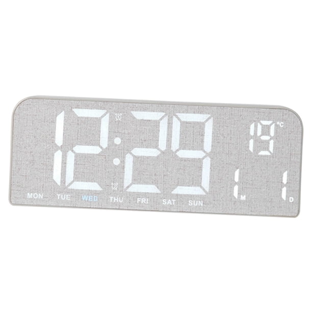 Reloj digital LED de escritorio, minimalista, elegante, para decoración de mesa, día de la semana. Gris