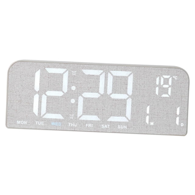 Accesorio de reloj despertador digital de sobremesa con fecha y hora, decoración, elegante y ligero. Gris