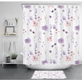 thumbnail image 3 of Wildflower and Butterfly Bathroom Floor Mat Pink and Purple Floral with Eucalyptus Leaf on White Bathroom Mat Botancial Non-Slip Waterproof Inside Floor Mat for Entryway Home Decor,24 x 16 inch, 3 of 7
