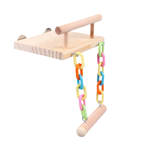 LOLIPPYY Bird Chew Toy with Stand Perch, Beige Wooden Small Bird Toy, and , 1 Piece