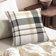 thumbnail image 6 of Plaid Gingham Throw Pillow Covers Traditional Checkered Square Pillow Cases 18x18 Inch Set of 2 Palette of Black Beige Cushion Cover Decorative Pillowcase for Living Room Sofa Bed, 6 of 6