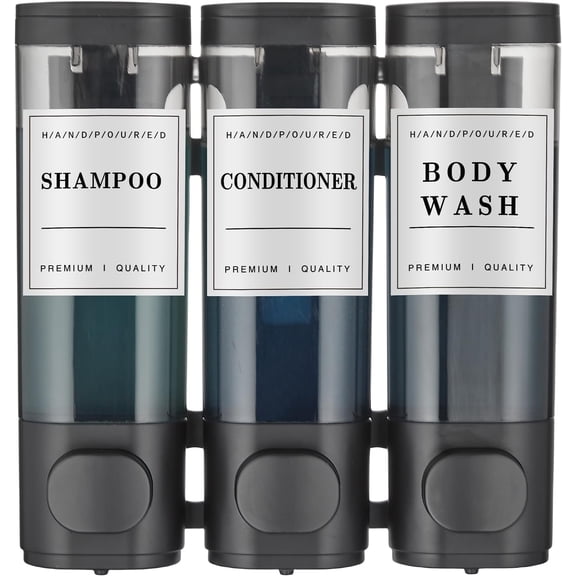 Shampoo and Conditioner Dispenser,Shower Soap Dispenser 3 Chamber No Drill Wall-Mounted for Shower Wall Mounted Bathroom Hotel Large Capacity,