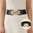 thumbnail image 2 of IQOGKRN Women's Elastic Wide Waist Belt with Buckle Stretchy Cincher for Dresses & Coats Black1 One Size, 2 of 8