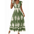 thumbnail image 1 of Vestidos de Verano para Mujer 2025, Informales, con Mangas con Volantes, Estilo Bohemio, para Playa, Color Verde , Talla XL, 1 of 6